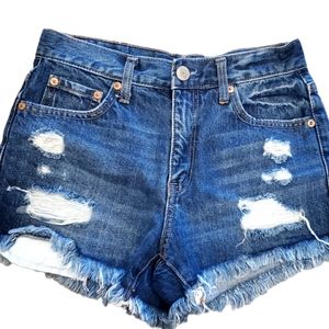 Aeropostale Distressed High-Rise Denim Shorts Size 0